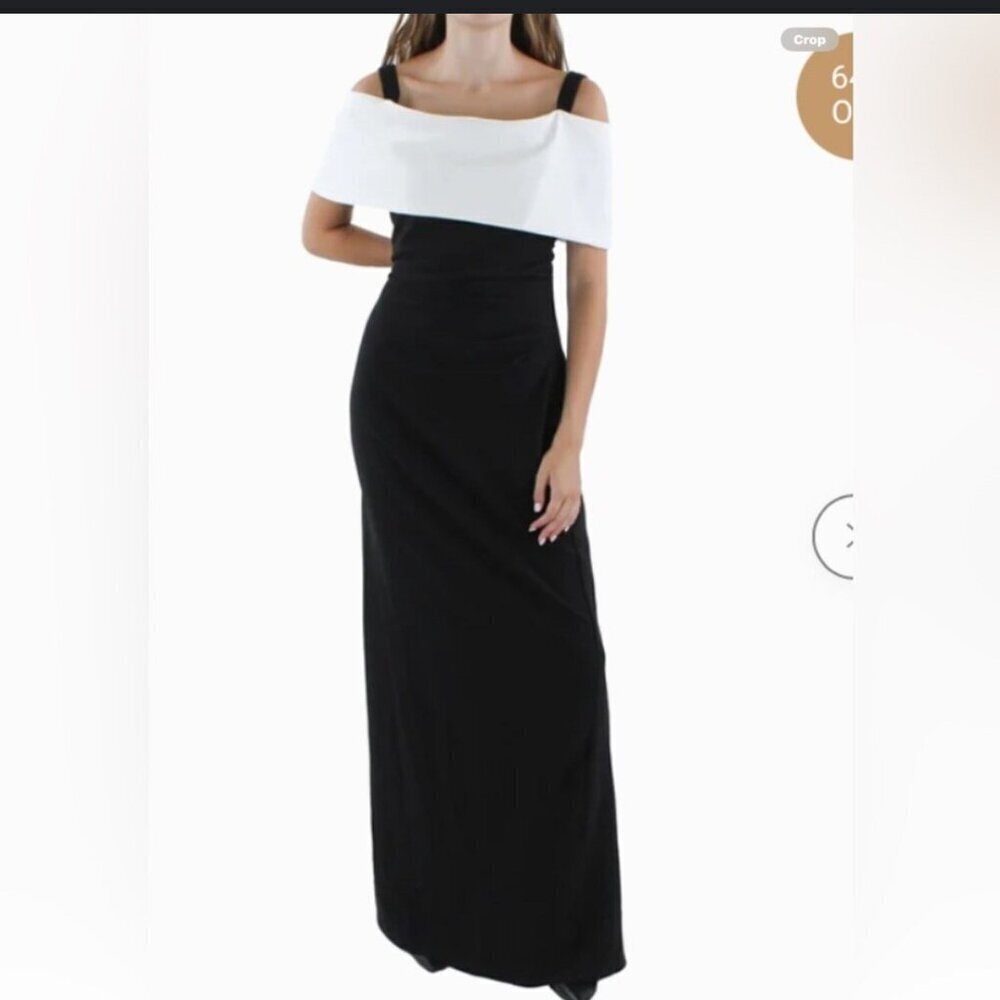 MARINA women's Black & White party cocktail evening gown formal dress size 12